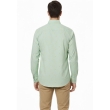 Back side view of light green geometric print casual shirt