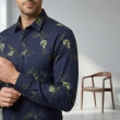 Navy blue printed formal shirt