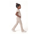 Side view of girls casual ribbed t shirt with flare pants outfit