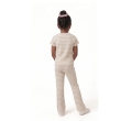 Kids beige cotton co ord set with ribbed t shirt and flare pants