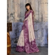 Women&rsquo;s cream and wine handloom saree with stylish ethnic pattern