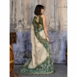 Cream and green handloom saree for women in traditional ethnic style