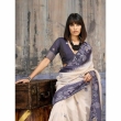 Women's cream purple saree