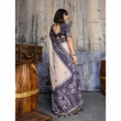 Cream purple woven design saree