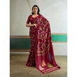 Maroon Ajrakh printed modal satin saree