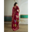 Side view of maroon Ajrakh saree