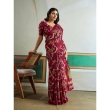 Maroon printed modal satin saree