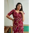Elegant maroon Ajrakh saree look