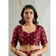 Maroon Ajrakh saree with blouse piece