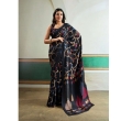 Black Ajrakh printed modal satin saree