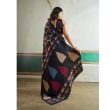 Side view of black Ajrakh saree