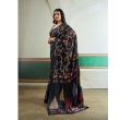 Black printed modal satin saree