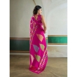 Side profile of pink printed saree