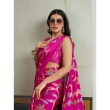 Pink Ajrakh saree blouse detail