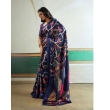 Side view navy blue saree