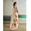Side profile of Ajrakh satin saree