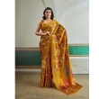Mustard yellow Ajrakh printed saree