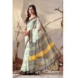 Cream Printed Saree Side View
