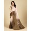 Beige Brown Cotton Linen Saree Front View