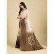 Beige Brown Printed Saree Side View