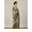 Olive Green Silk Saree Front View