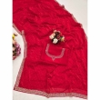 red saree with matching blouse piece ready to wear set