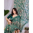 Green Floral Saree Look
