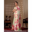 Pista Green Floral Digital Printed Satin Georgette Saree for Women Side View