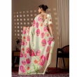 Pista Green Floral Digital Printed Satin Georgette Saree Pallu and Print Detail