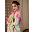 Full Length View of Pista Green Floral Digital Printed Satin Georgette Saree