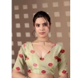 Women Wearing Pista Green Floral Digital Printed Satin Georgette Saree