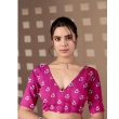 Matching Rani Pink Printed Blouse Included with Satin Georgette Saree