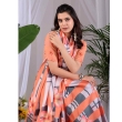 Orange and Grey Floral Printed Satin Georgette Saree Styling Inspiration
