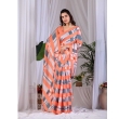 Women Wearing Orange and Grey Floral Printed Satin Georgette Saree