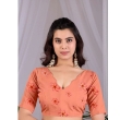 Matching Orange Printed Blouse Included with Floral Satin Georgette Saree