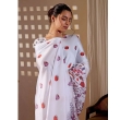White Floral Printed Satin Georgette Saree with Soft Floral Pattern Design