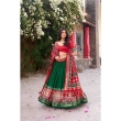 Green Designer Tusser Silk Lehenga with Foil Work