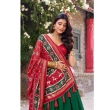 Green Lehenga with Floral Print and Foil Work Dupatta