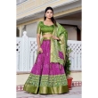 Wine Jacquard Border Lehenga