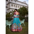 Firozi Jacquard Border Lehenga