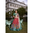 Red Floral Foil Work Lehenga