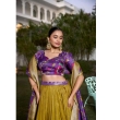 Yellow Floral Foil Work Lehenga