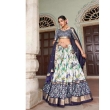 Navy Blue Floral Print Lehenga
