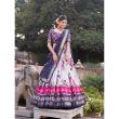 Designer navy blue floral print lehenga choli for festive and wedding wear