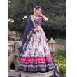 Traditional navy blue lehenga choli with foil work dupatta for women