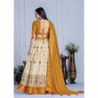 Yellow Lichi Silk Lehenga Side View