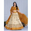 Yellow Lichi Silk Lehenga with Zari Dupatta