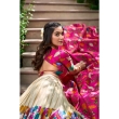 White floral print lehenga for women