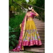 Floral print yellow lehenga for women