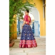 Women's blue jacquard lehenga